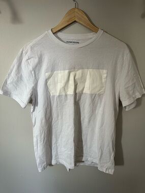 Calvin Klein Jeans White Embossed Logo Crewneck Tee